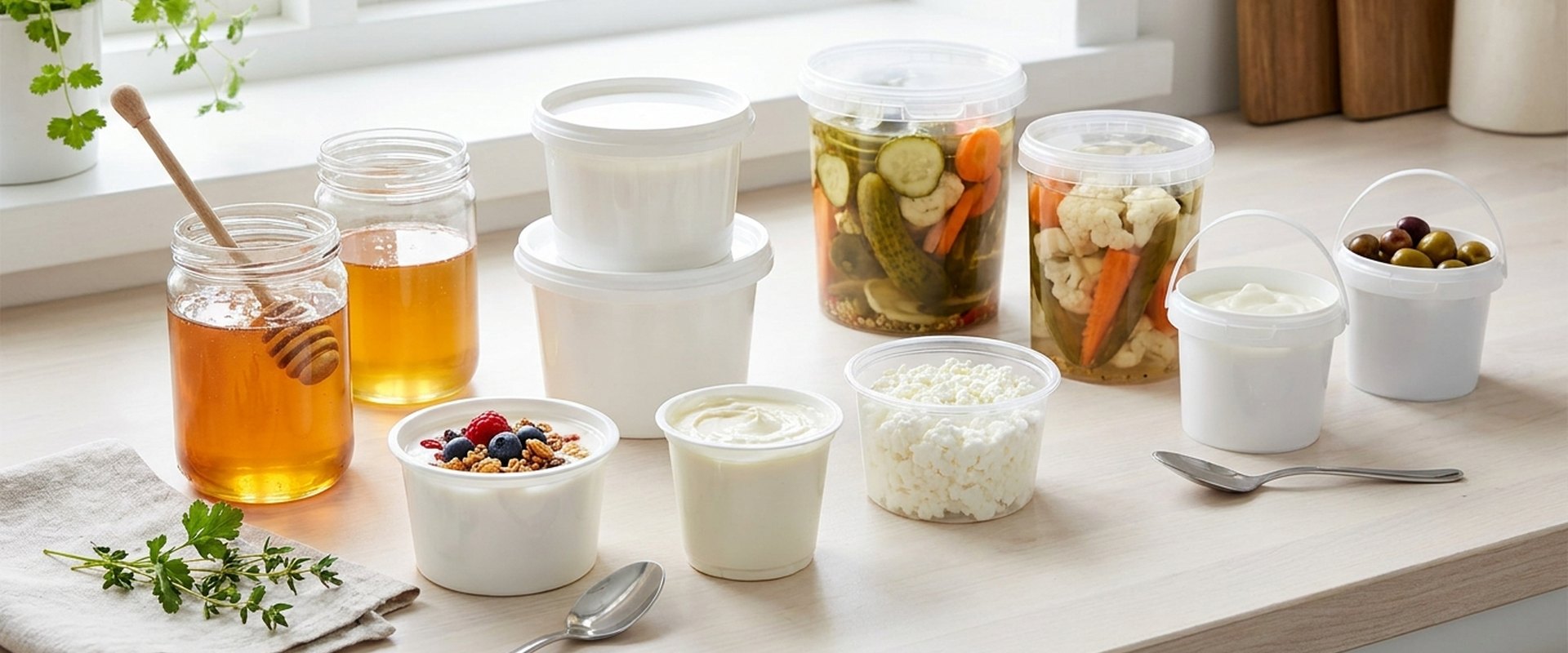 Упаковка для молочных продуктов, мёда и солений: какая тара подходит